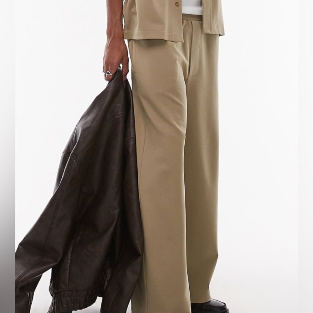 ASOS Topman premium interlock straight leg sweatpants Khaki Medium NWT IN PKG
